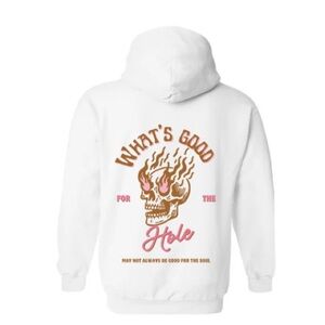 White Hoodie with Skull Graphic